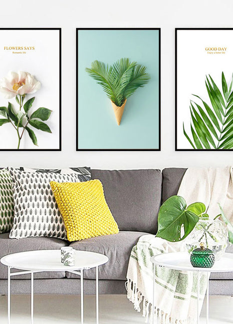Modern minimalist living room decorative painting , canvas painting with border  With Frame SET OF 3 Fortune and thriving