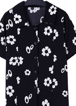 Playful Kids' Short Sleeve Retro Shirt: Loose Fit, Western Style, Polyester Blend