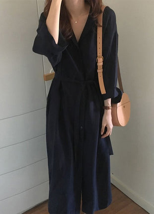 Elegant Retro French Style Maxi Dress for Autumn, Plus Size Available