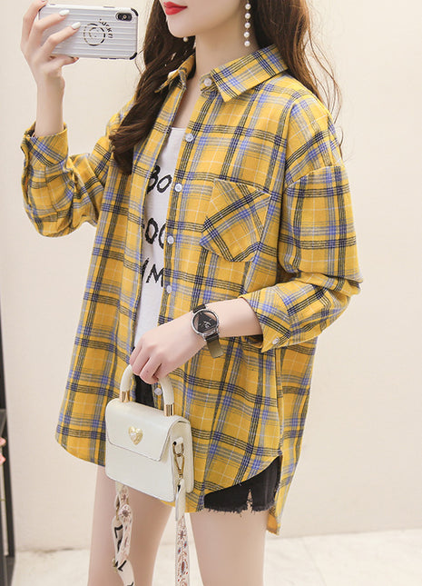 Kids' Korean Style Plaid Long-Sleeve Shirt - Autumn Casual School Uniform Top