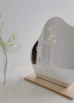 Irregular Makeup Mirror - Modern Decorative Vanity Mirror with Curved Surface, No Frame Needed, Lightweight & Portable for Home, Salon, Photo Shoots - Compatible with Wooden Tables - Durable Plastic Construction, Hom decoration