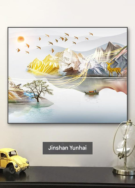 Modern minimalist luxury decorative painting for electrical meter boxes, no-drill distribution box wall art, restaurant low-voltage box cover, switch box mural Decorative Painting Electric Meter Box Socket Cover - Black Double-Layered Border P