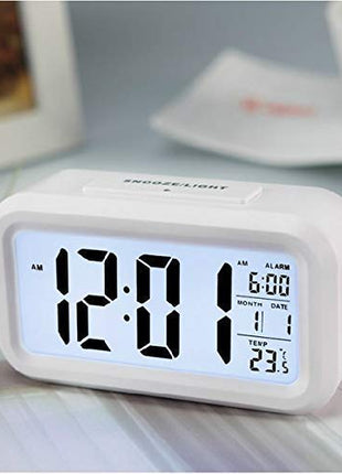 Quiet LED Night Light Alarm Clock: English Display, Temperature, Humidity Sensor