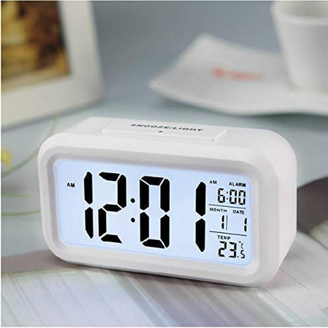 Quiet LED Night Light Alarm Clock: English Display, Temperature, Humidity Sensor