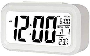 Quiet LED Night Light Alarm Clock: English Display, Temperature, Humidity Sensor