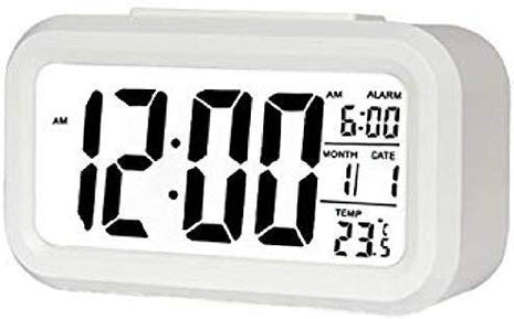 Quiet LED Night Light Alarm Clock: English Display, Temperature, Humidity Sensor