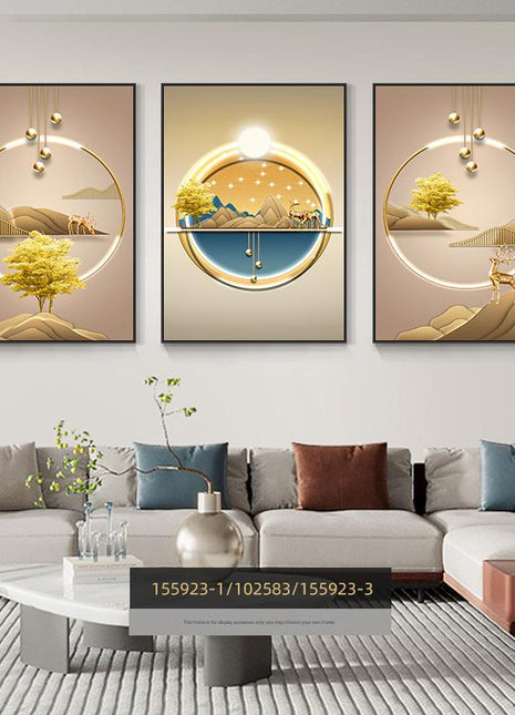 Modern minimalist living room decorative painting , canvas painting with border  With Frame SET OF 3 Good luck and peace