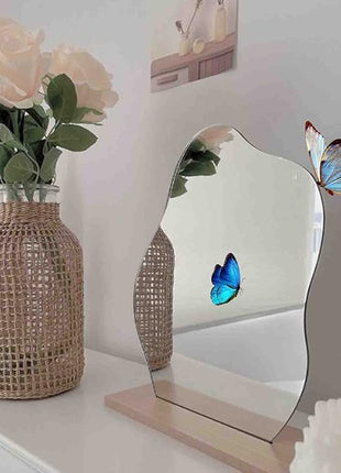 Irregular Makeup Mirror - Modern Decorative Vanity Mirror with Curved Surface, No Frame Needed, Lightweight & Portable for Home, Salon, Photo Shoots - Compatible with Wooden Tables - Durable Plastic Construction, Home Decoration
