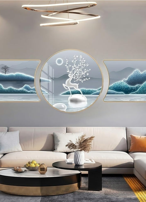 2D Flat, 3pcs 2D Flat New HD special-shaped rounded corner decorative painting, Mountain art prints, modern wall art prints, light luxury high-end modern decorative paintings, geometric wall art, simple wall art posters