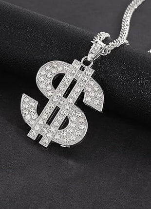 Vintage Hip-Hop Gold Chain Necklace with US Dollar Symbol for Men and Women, Diamond-Studded Pendant  (European and American Cross-Border Jewelry)