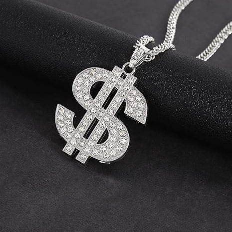 Vintage Hip-Hop Gold Chain Necklace with US Dollar Symbol for Men and Women, Diamond-Studded Pendant  (European and American Cross-Border Jewelry)