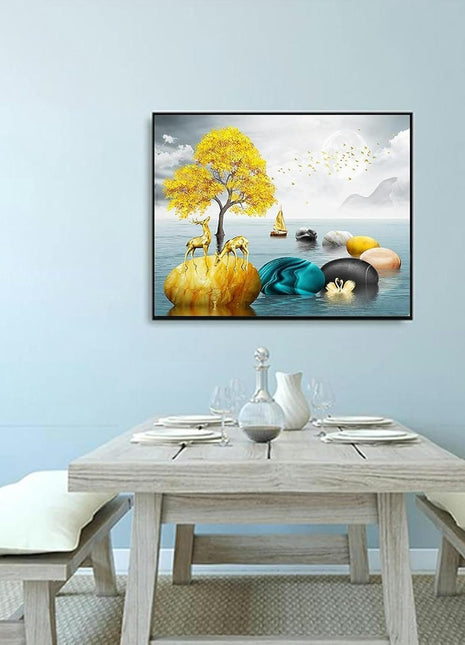 Modern minimalist luxury decorative painting for electrical meter boxes, no-drill distribution box wall art, restaurant low-voltage box cover, switch box mural Decorative Painting Electric Meter Box Socket Cover - Black Double-Layered Border L