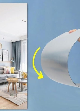1pc Frameless Self-Adhesive Soft Classic Acrylic Full-Length Vertical Rectangular Mirror -  Large Wall Mirror for Bathroom, Bedroom, Wardrobe, Gym - Easy Peel & Stick Installation, Space-Saving Modern Home Decor