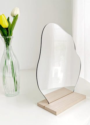 Irregular Makeup Mirror - Modern Decorative Vanity Mirror with Curved Surface, No Frame Needed, Lightweight & Portable for Home, Salon, Photo Shoots - Compatible with Wooden Tables - Durable Plastic Construction, Hom decoration