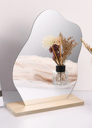 Irregular Makeup Mirror - Modern Decorative Vanity Mirror with Curved Surface, No Frame Needed, Lightweight & Portable for Home, Salon, Photo Shoots - Compatible with Wooden Tables - Durable Plastic Construction, Hom decoration