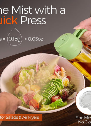 Large Glass Oil Spray & Pour Kettle, Two-Piece Set for Kitchen Cooking