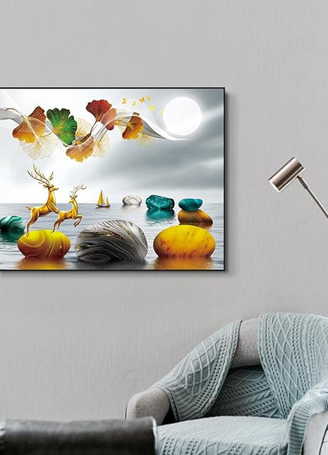 Modern minimalist luxury decorative painting for electrical meter boxes, no-drill distribution box wall art, restaurant low-voltage box cover, switch box mural Decorative Painting Electric Meter Box Socket Cover - Black Double-Layered Border C