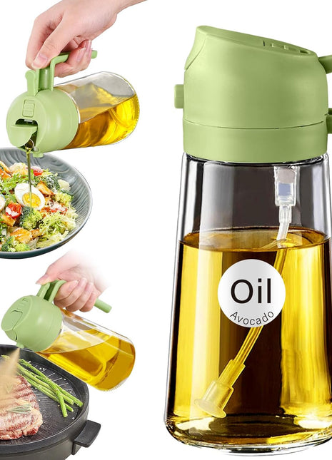 Large Glass Oil Spray & Pour Kettle, Two-Piece Set for Kitchen Cooking