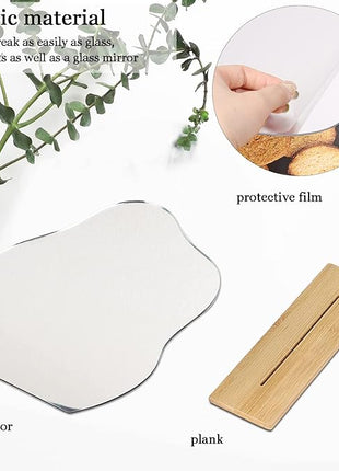 Irregular Makeup Mirror - Modern Decorative Vanity Mirror with Curved Surface, No Frame Needed, Lightweight & Portable for Home, Salon, Photo Shoots - Compatible with Wooden Tables - Durable Plastic Construction, Home Decoration