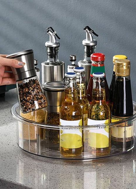 Kitchen rotatable seasoning storage rack seasoning oil sauce vinegar Round Turntable organizing snack storage rack