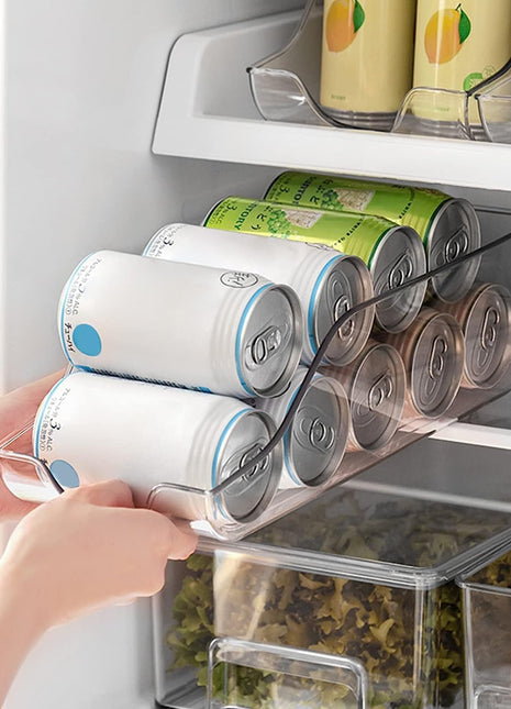 Kitchen Storage Box Transparent Beverage Rack Large Can Automatic Roll-down Refrigerator Beer Coke Storage Box