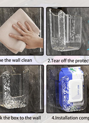 Wet Wipes Storage Box, Punch-Free Bathroom Wall-Mounted Storage Box, Toilet Tissue Box, Accessible Luxury Paper Box, Wet Wipes Box