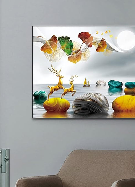 Modern minimalist luxury decorative painting for electrical meter boxes, no-drill distribution box wall art, restaurant low-voltage box cover, switch box mural Decorative Painting Electric Meter Box Socket Cover - Black Double-Layered Border C