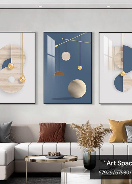 Modern minimalist living room decorative painting , canvas painting with border  With Frame SET OF 3 Art Space