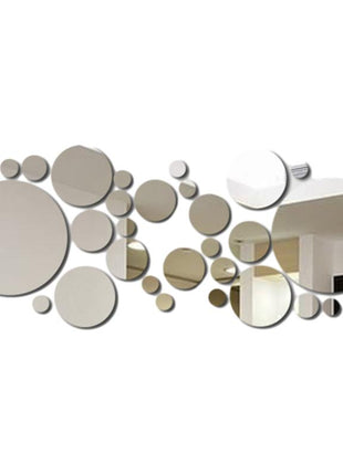 32pcs Classic Round Acrylic Mirror Wall Sticker, Self-adhesive Removable Art Mirror Tile Sticker for Ceramic Surface, Horizontal Orientation