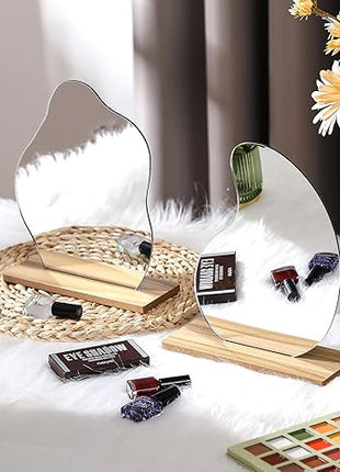 Irregular Makeup Mirror - Modern Decorative Vanity Mirror with Curved Surface, No Frame Needed, Lightweight & Portable for Home, Salon, Photo Shoots - Compatible with Wooden Tables - Durable Plastic Construction, Home Decoration