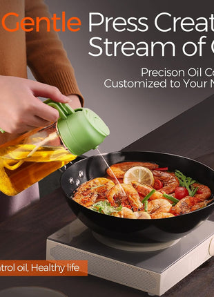 Large Glass Oil Spray & Pour Kettle, Two-Piece Set for Kitchen Cooking