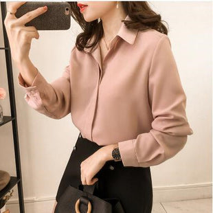 Effortless Chic Chiffon Long-Sleeve Blouse for Modern Spring Style