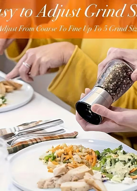 Manual Glass Pepper Grinder with Stainless Steel Mechanism for Kitchen Spices