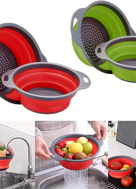 Retractable Silicone Kitchen Sink Drain Basket - Adjustable Dish Vegetable Strainer