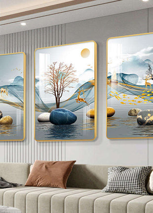 Modern minimalist living room decorative painting , canvas painting with border  With Frame SET OF 3 BRIGHT FUTURE