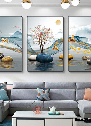 Modern minimalist living room decorative painting , canvas painting with border  With Frame SET OF 3 BRIGHT FUTURE