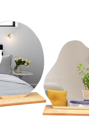 Irregular Makeup Mirror - Modern Decorative Vanity Mirror with Curved Surface, No Frame Needed, Lightweight & Portable for Home, Salon, Photo Shoots - Compatible with Wooden Tables - Durable Plastic Construction, Home Decoration