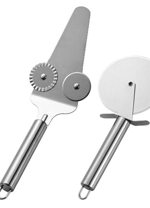 Stainless Steel Multi-tool: Pizza Cutter, Lace Roller, Cake Shovel for Baking