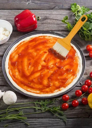 High-Temperature Silicone Bristle Brush with Ergonomic Wood Handle for Baking & BBQ