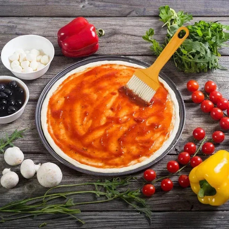 High-Temperature Silicone Bristle Brush with Ergonomic Wood Handle for Baking & BBQ