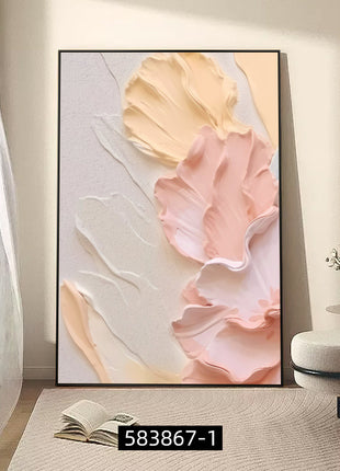 1pc Framed Canvas Wall Art - Modern Classic Floral Botanical Print with White Flowers & Pampas Grass, Neutral Beige & White Framed Decor for Living Room, Bedroom, Office, Dorm - Ready-to-Hang Home Decor Gift,