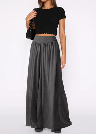 Women's High Waist Wide Leg Flowy Drape Trousers with Pockets