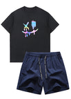 BLACK TSHIRT+DARK BLUE SHORTS / XS
