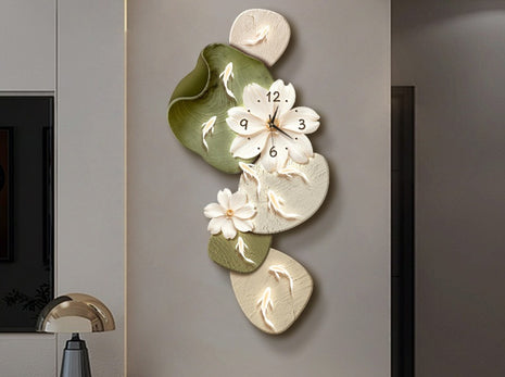 Modern minimalist nine-fish pattern living room clock, creative Clock
