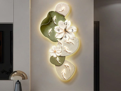 Modern minimalist nine-fish pattern living room clock, creative Clock