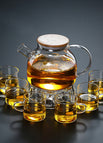 1L upgraded steel bamboo cover pot +6 straight Cup + base