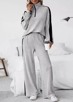 Sophisticated Plus Size Women's Autumn Casual Hoodie & Wide-Leg Pants Set