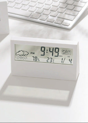 Smart LED Digital Desktop Clock with Silent Alarm, Weather Display & Calendar