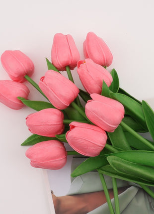 Lifelike PU Mini Tulip Artificial Flowers for Home Decor & Photography Props