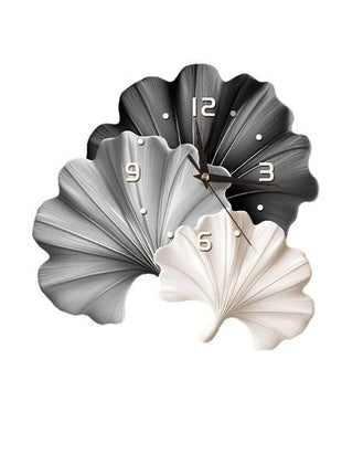2D Flat, 1pc Modern Minimalist Art Ginkgo Leaf Pattern Creativity Clock Mute Decorative Wall Clock, Super Quiet Quartz Movement